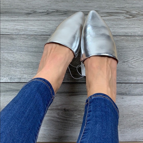 A New Day Pointed Toe Silvers Flat | Slides New - Picture 6 of 8